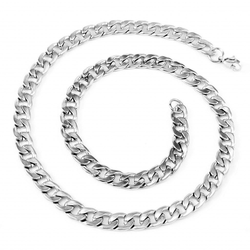 50cm, 8mm Heren Cubaanse Ketting Zilveren Roestvrij Stalen, Overige materialen, Birgitta-Gracht 33, 6465 EL Kerkrade, Nederland