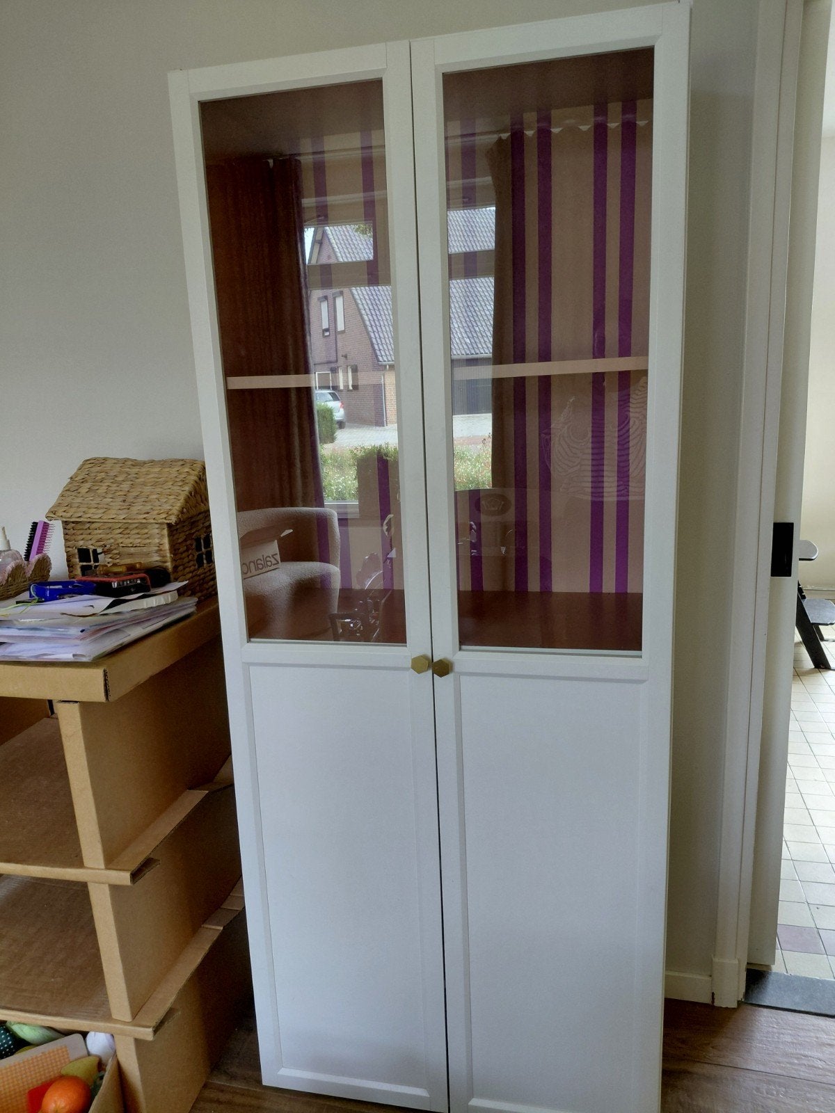 witte vitrine kast ikea, Ophalen, Gebruikt, 50 tot 100 cm, 150 tot 200 cm