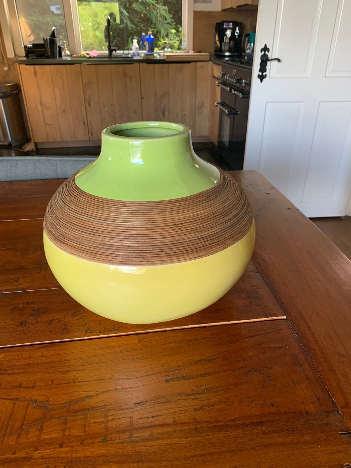 ZoeZo Design vaas, geel, hout en groen, Ophalen of Verzenden, Zo goed als nieuw, Geel, Hout