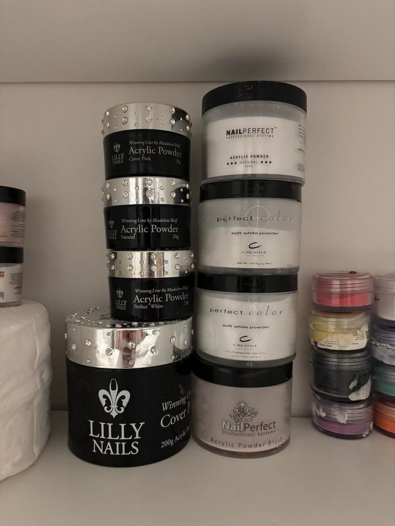 Acrylpoeder en glitters voor nagels, Sieraden, Tassen en Uiterlijk, Uiterlijk | Cosmetica en Make-up, Gebruikt, Overige kleuren