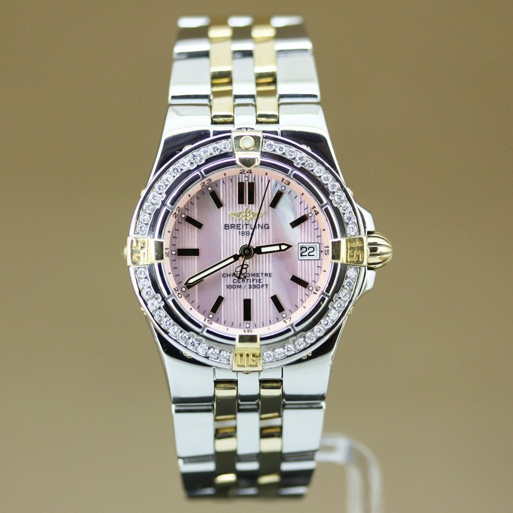 Breitling Starliner B71340 Roze Parelmoer Diamant, Overige merken, Gebruikt, Staal, Polshorloge