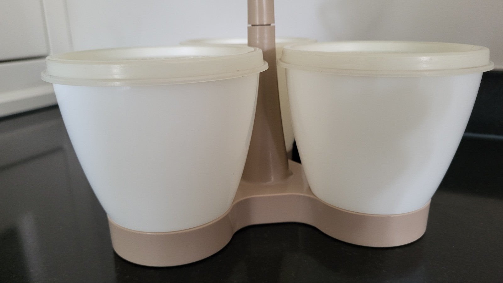 Tupperware Serveertrio Voorraadbus - Vintage Set, Wit, Ophalen of Verzenden, Zo goed als nieuw, Bus of Trommel