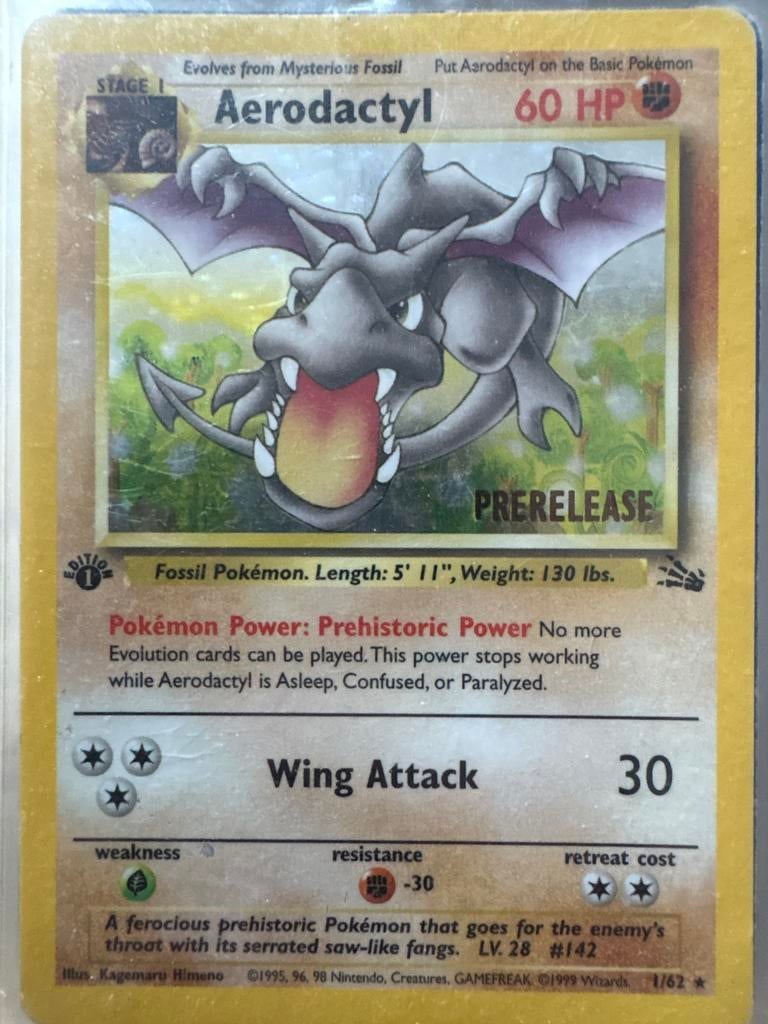 Pokémon Aerodactyl Prerelease 1st Edition Fossil, Ophalen, Gebruikt, Losse kaart