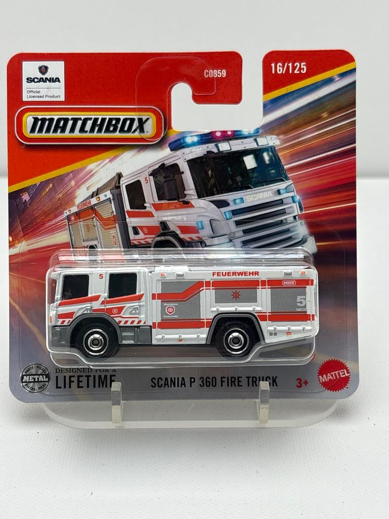 Matchbox Scania P 360 Brandweerwagen - Nieuw in verpakking, Auto, Nieuw, Ophalen of Verzenden, Mattel