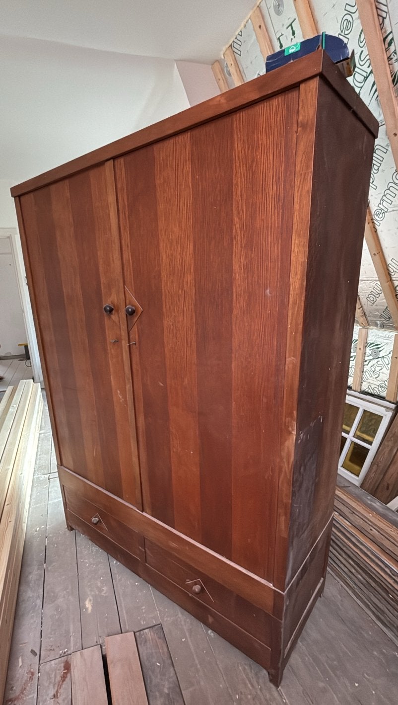 Unieke houten kast van timmerman Manschot uit Dordrecht, Huis en Inrichting, 100 tot 150 cm, Jaren '60 stijl, 150 tot 200 cm, 25 tot 50 cm