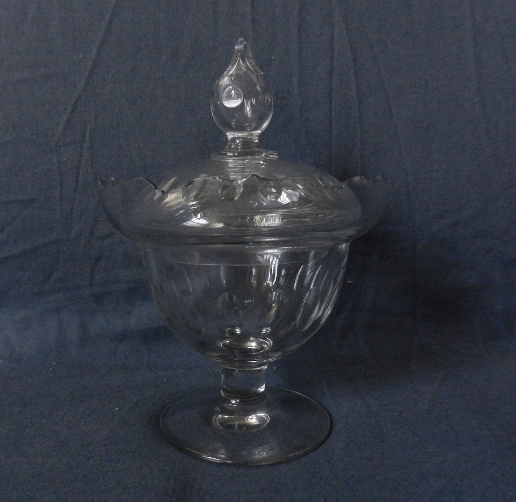 Fraaie geslepen kristallen coupe met deksel Hollands ca 1890, Ophalen of Verzenden