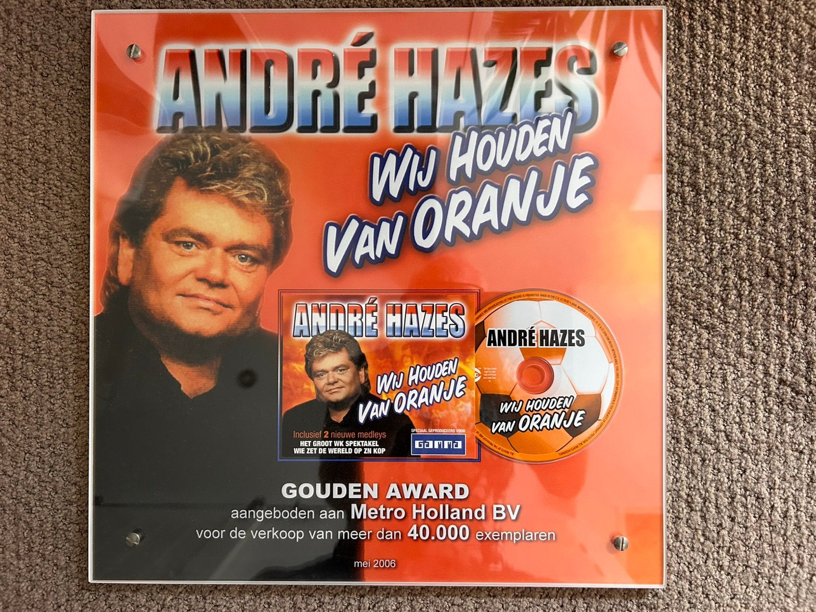Andre hazes gouden award, Ophalen of Verzenden, Zo goed als nieuw, Nederlandstalig