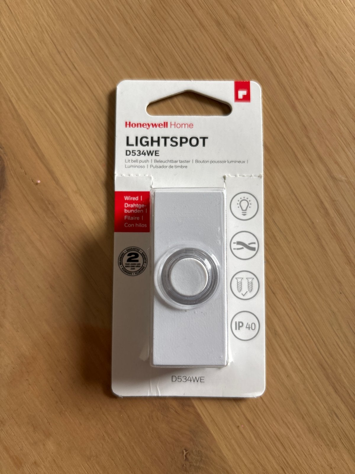 Honeywell Home LIGHTSPOT D534WE Bedrade Deurbel Drukknop, Ophalen, Nieuw, Bedraad