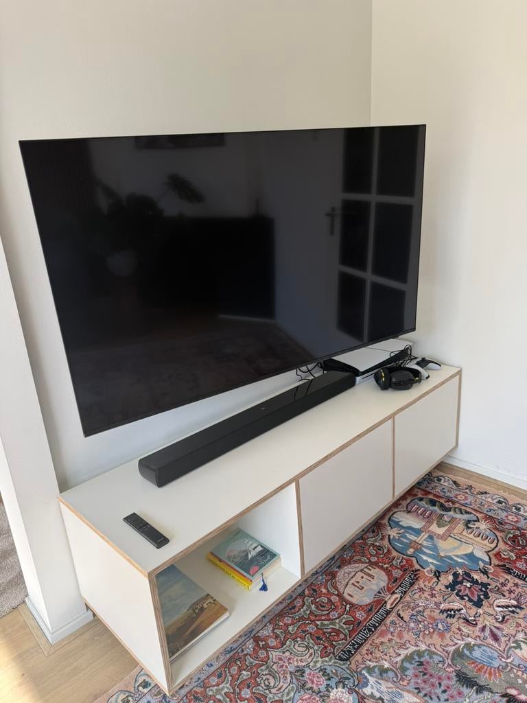 Tv kast Hout wit, Minder dan 50 cm, 100 tot 150 cm, Ophalen of Verzenden, Zo goed als nieuw