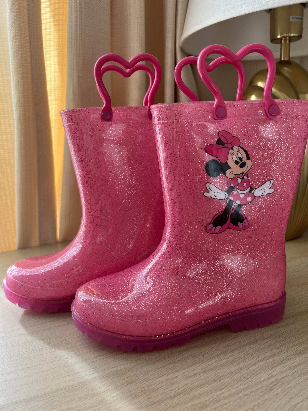 Roze glitter regenlaarzen met Minnie Mouse maat 29, Ophalen, Meisje, Laarzen, Zo goed als nieuw