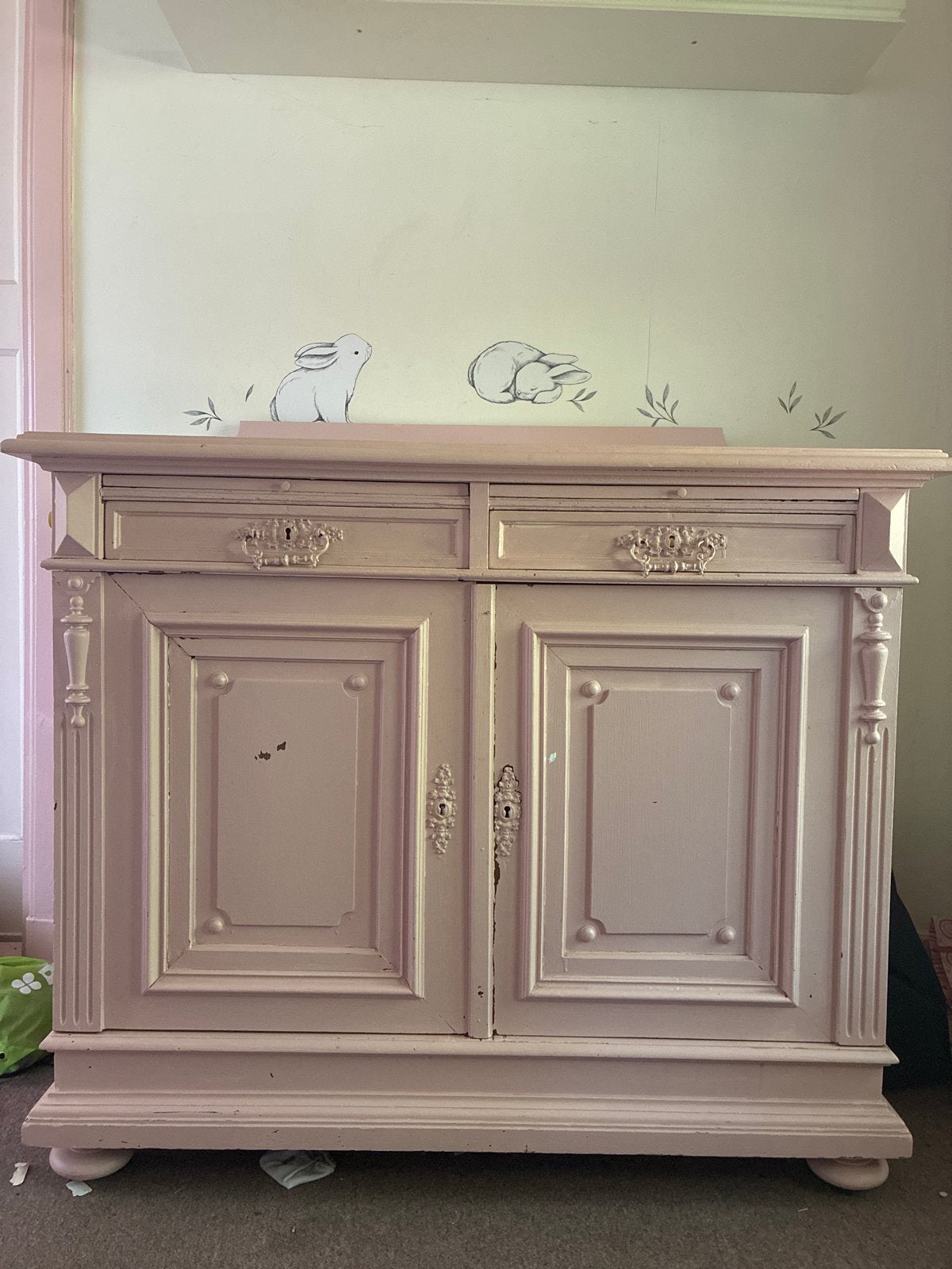 Massief eiken commode/kast - zachtroze - opknapper, Kinderen en Baby's, Ophalen, Gebruikt, 50 tot 70 cm, 100 cm of meer