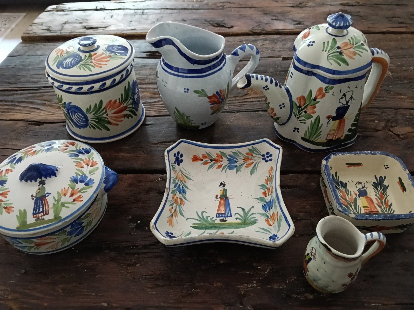 zeven stuks Antieke Quimper Henriot Aardewerk, Ophalen of Verzenden