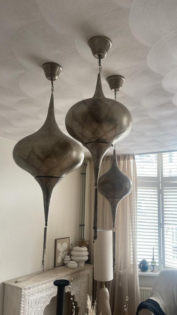 Set van 3 Marokkaanse hanglampen - Oosters design, Oosters van zenza home, Ophalen of Verzenden, Zo goed als nieuw, Metaal