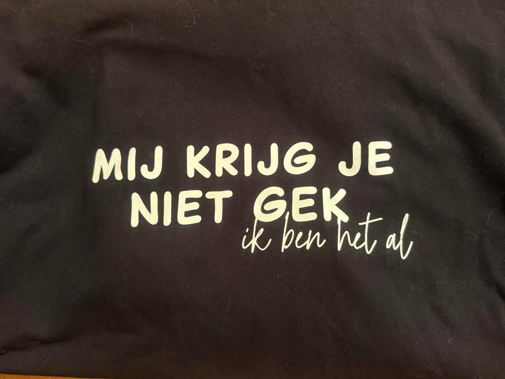 Rustaagh “Mij krijg je niet gek” unisex hoodie zwart maat XL, Kleding | Dames, Ophalen of Verzenden, Zo goed als nieuw, Maat 46/48 (XL) of groter