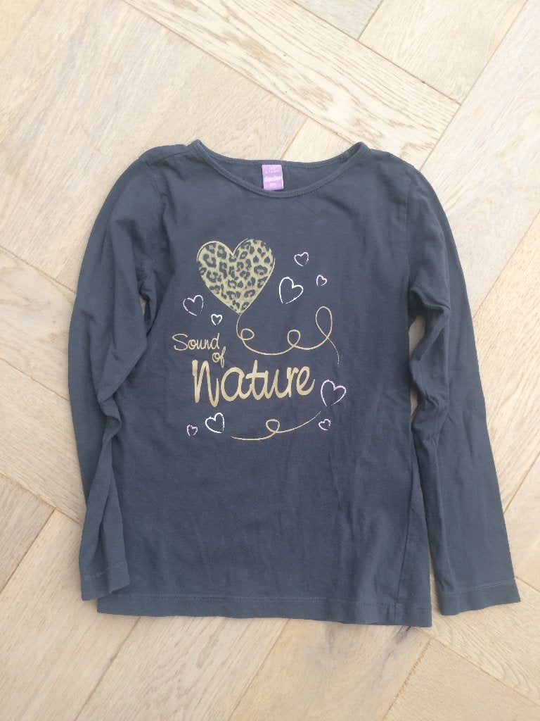 zgan grijs shirt lange mouw "sound of nature" mt 122, Meisje, Ophalen of Verzenden, Zo goed als nieuw, Dopodopo
