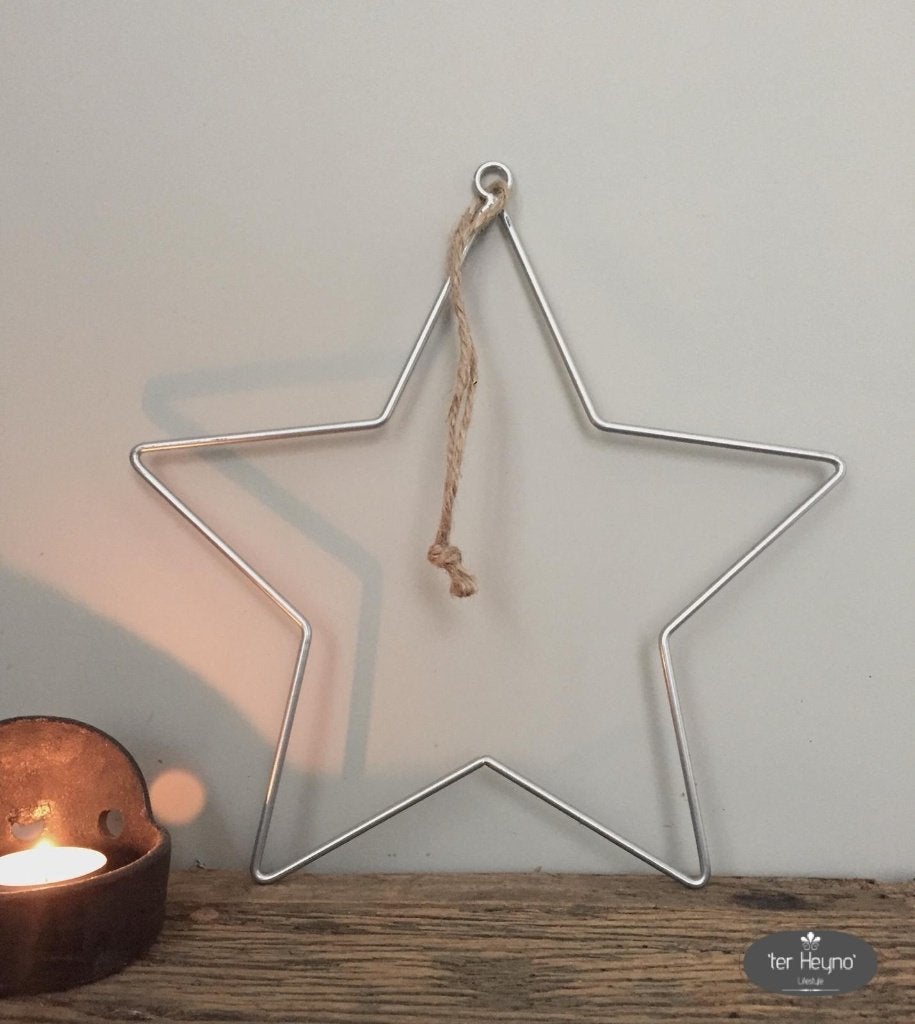 Metalen zilveren ster 28 38 50 cm kerst zilver stoer sober, Verzenden, Nieuw, Zilver, Metaal