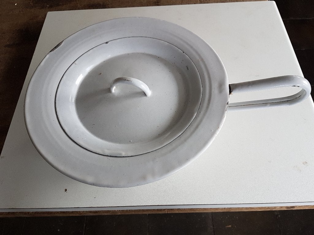ondersteek bedpan po met deksel, emaille, Ophalen of Verzenden