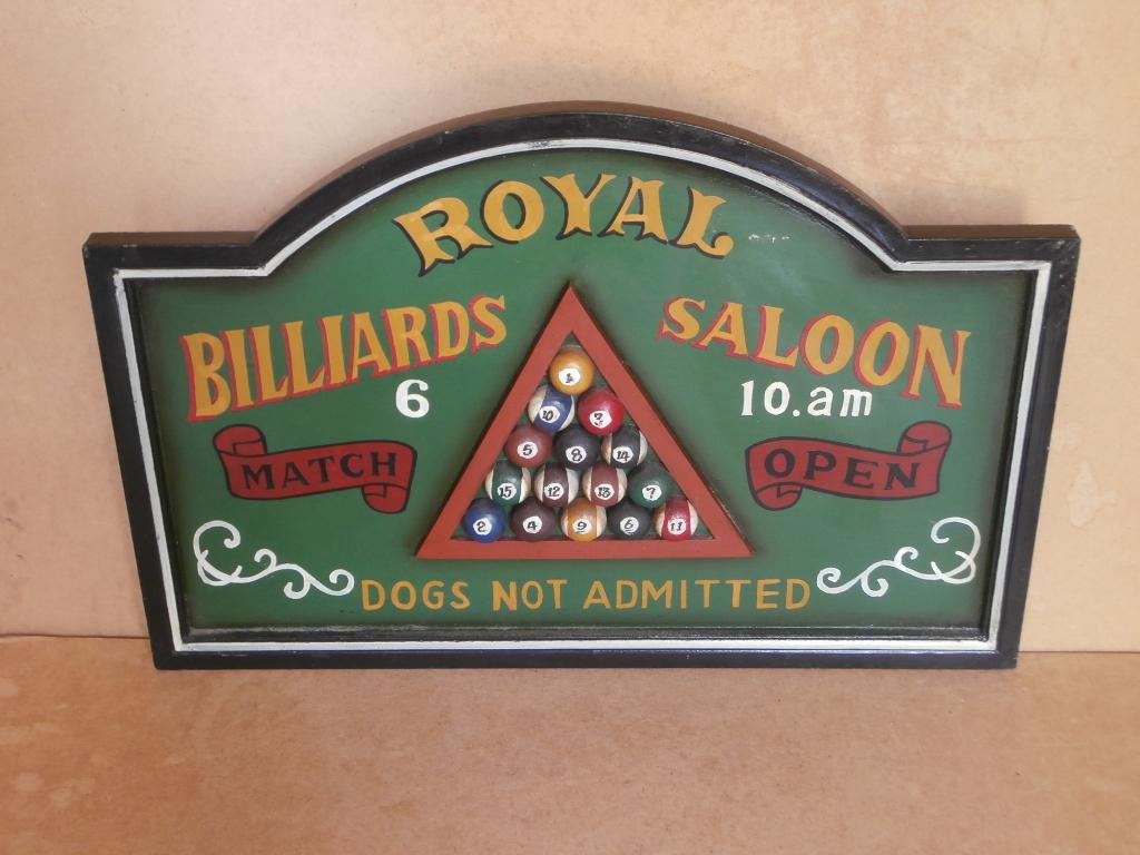 Pubbord Royal Billiards Saloon pub bord bar mancave 60x40cm, Ophalen of Verzenden, Zo goed als nieuw, Reclamebord
