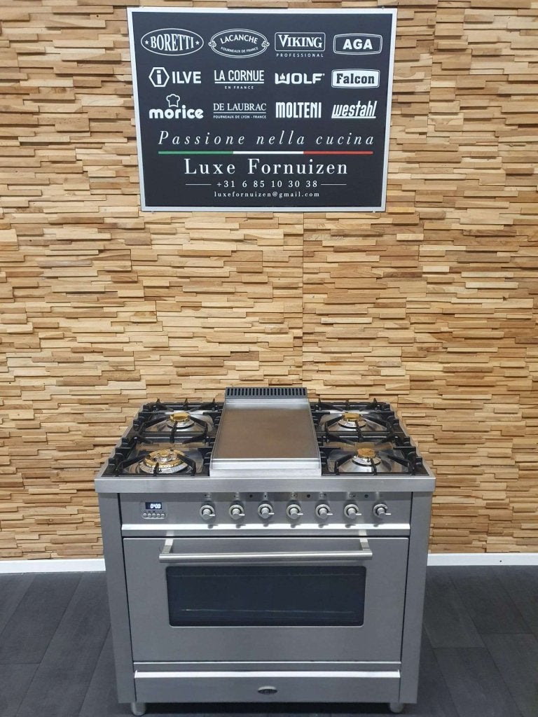 Boretti Fornuis 90cm rvs / inox 1 elektrische oven Frytop, Witgoed en Apparatuur, Niet ingevuld, 60 cm of meer, Niet ingevuld