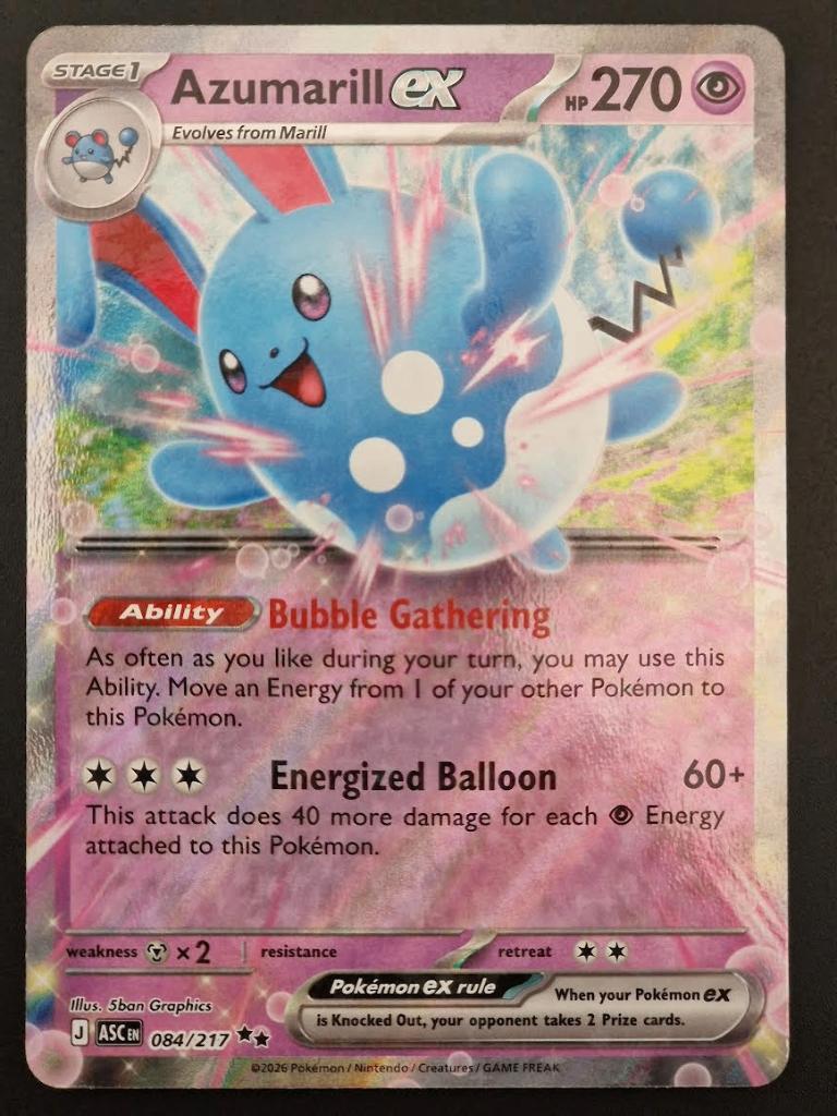 Azumarill EX Double Rare #084/217 Ascended Heroes, Ophalen of Verzenden, Nieuw, Losse kaart, Foil