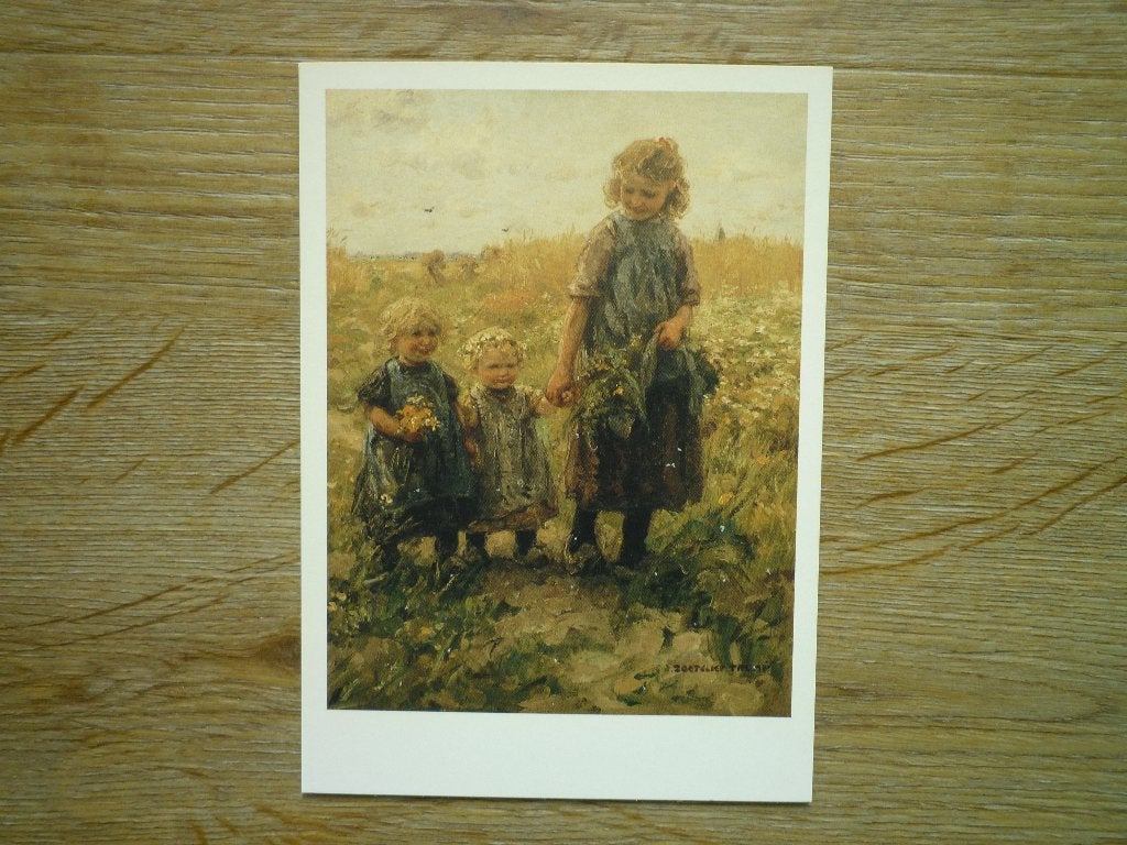 Kunstkaart Jan Zoetelief Tromp kinderen in een hooiveld, Ophalen of Verzenden, Voor 1920, Kinderen
