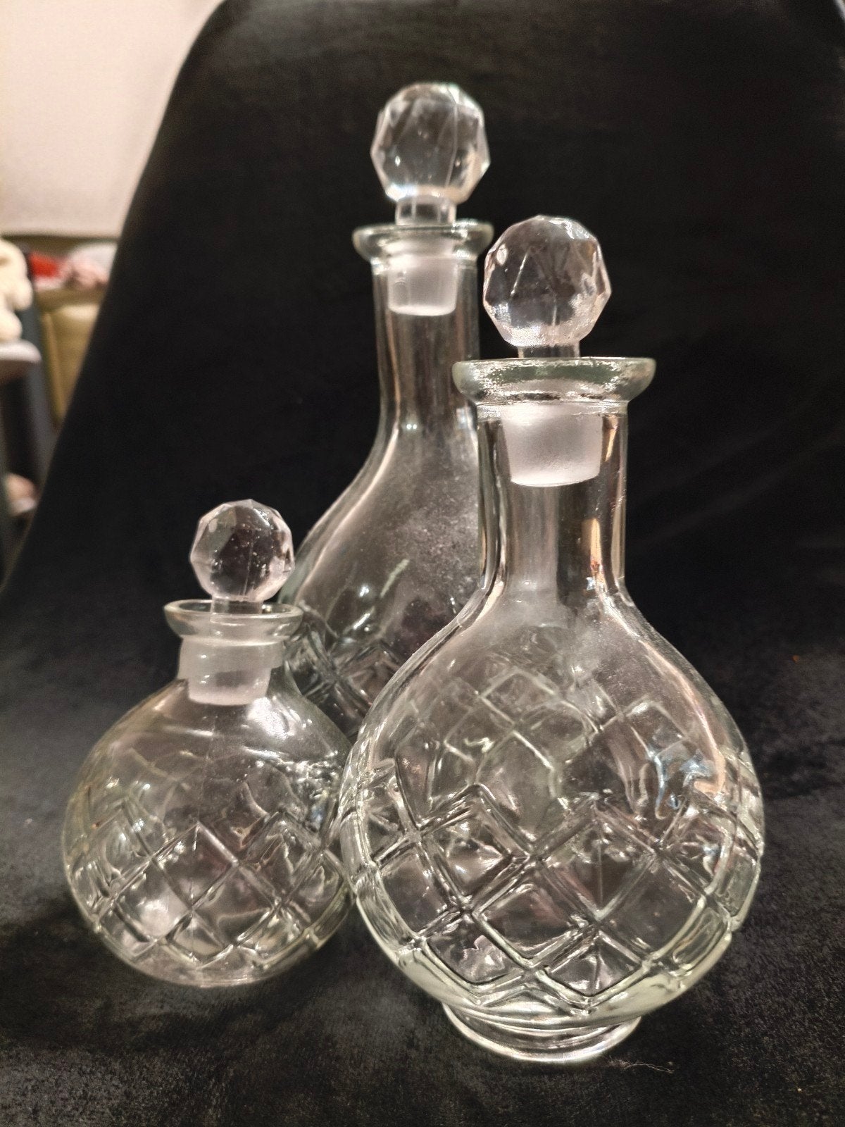 Set van 3 glazen flessen met stop, Ophalen of Verzenden