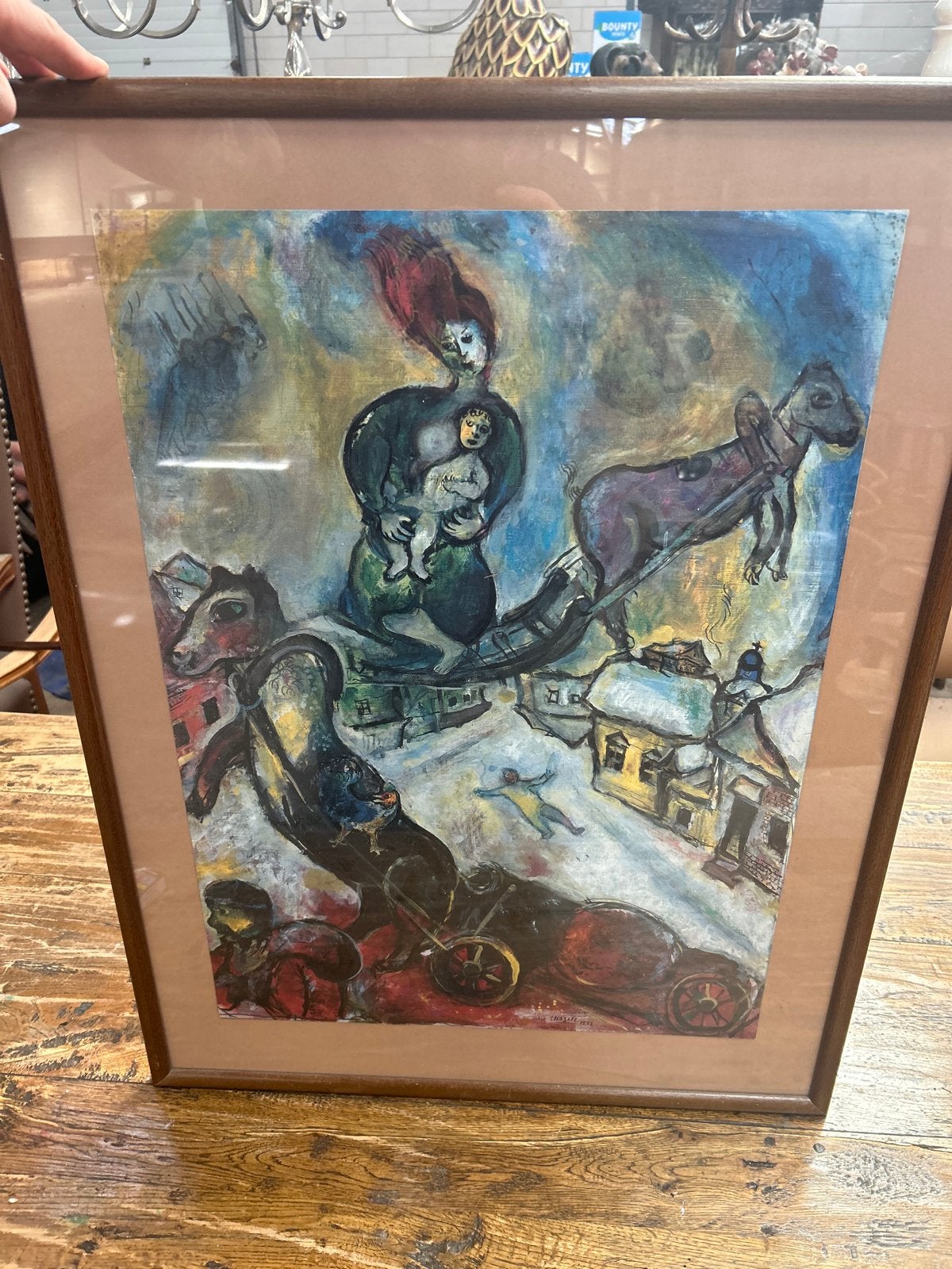 Ingelijste print Marc Chagall - De Oorlog (La Guerre) 1943, Antiek en Kunst, Ophalen, Surrealisme, Print, Overige onderwerpen