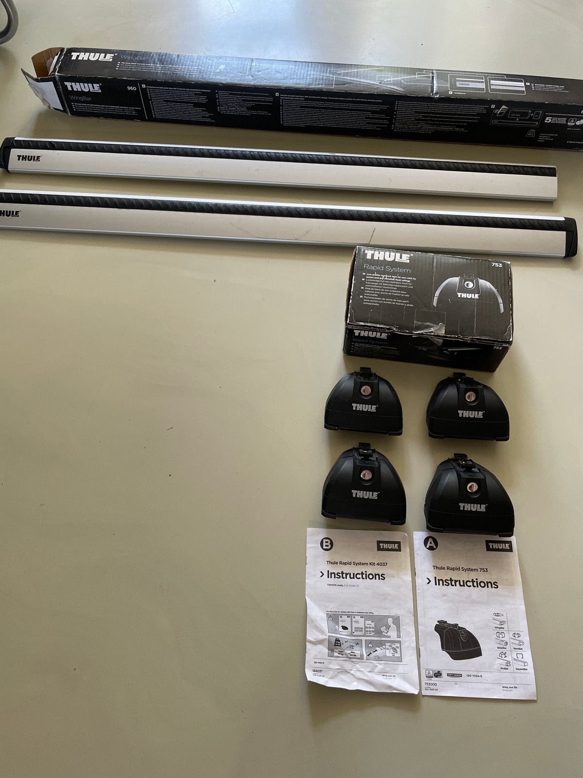 Thule Dakdragerset - Wingbar 960 - Rapid Syst 753 & Kit 4037, Ophalen of Verzenden, Gebruikt