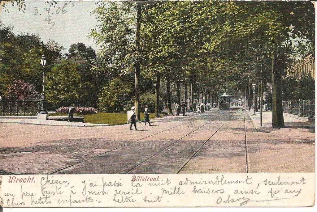 Oude ansichtkaart Utrecht Biltstraat met tram  1906, Ophalen of Verzenden, Voor 1920, Gelopen, Utrecht