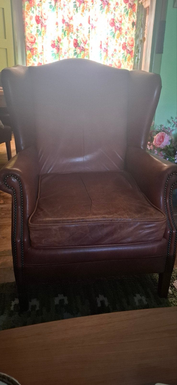 Leren fauteuil, Chesterfield stijl, Gebruikt, Chesterfield, Ophalen of Verzenden, 75 tot 100 cm