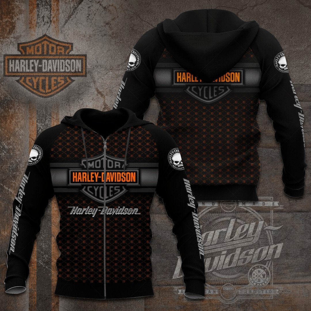 Harley-Davidson Hoodie - Zwart met Oranje Logo, Ophalen of Verzenden, Nieuw, Harley-Davidson
