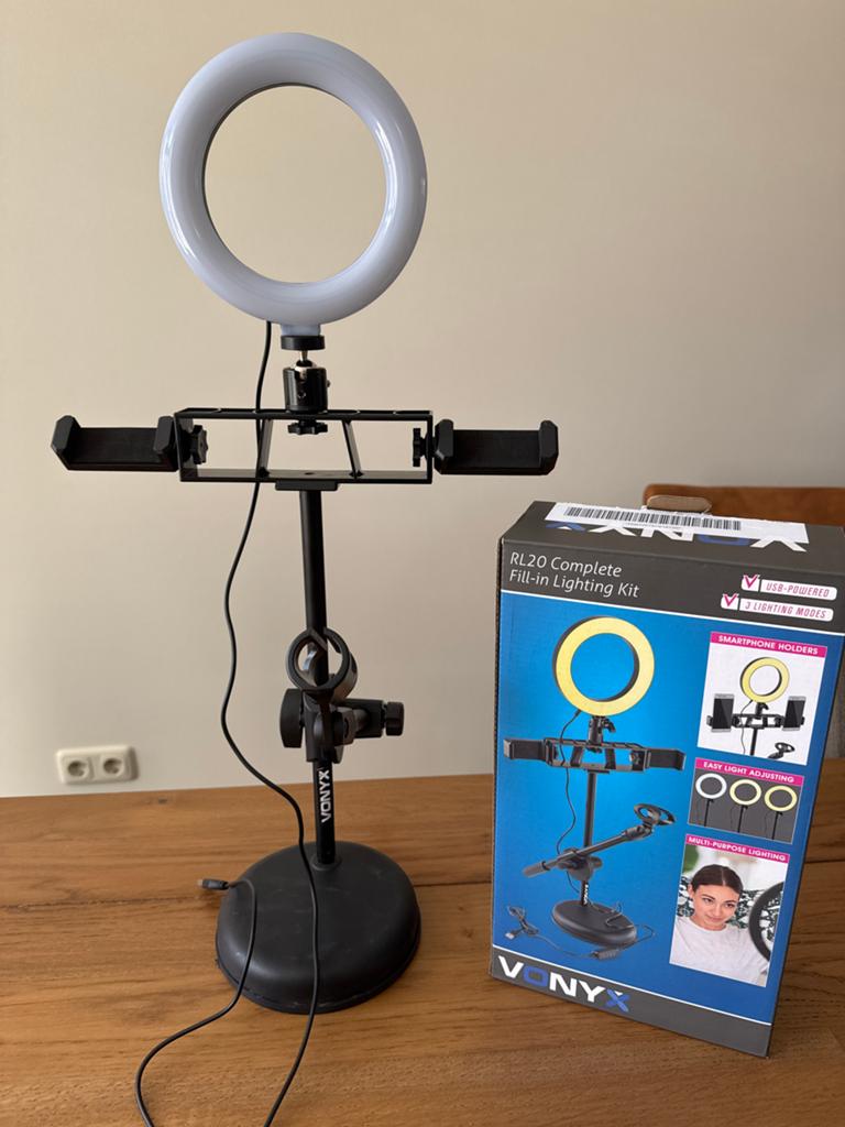 Vonyx RL20 Ringlamp Vlog Kit met Telefoonhouders, Ophalen, Nieuw, Lamp of Flitsset