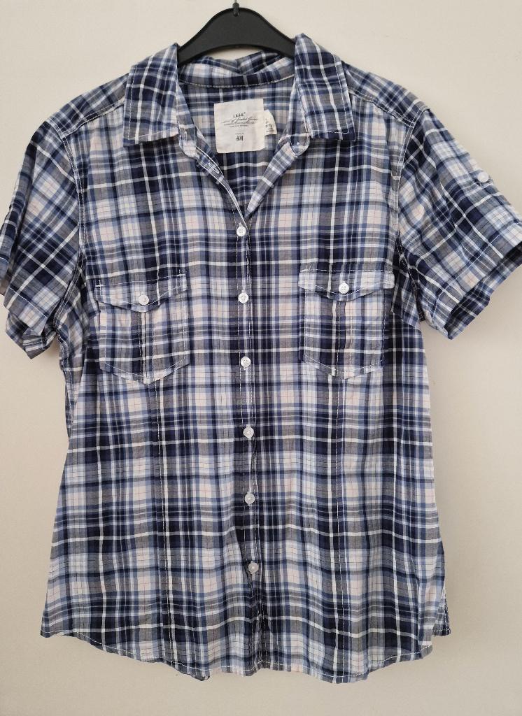 Blauw geruite blouse maat 46 *c, Kleding | Dames, Blouses en Tunieken, H&M, Blauw, Maat 46/48 (XL) of groter, Ophalen of Verzenden