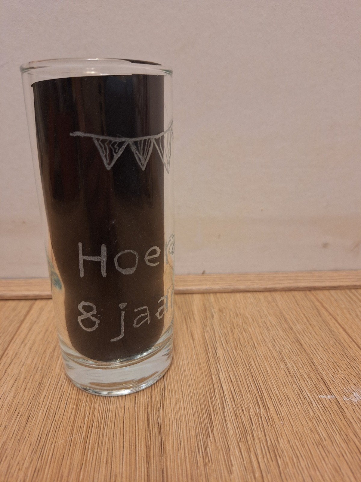 Gegraveerde longdrinkglas, Ophalen, Zo goed als nieuw, Frisdrankglas