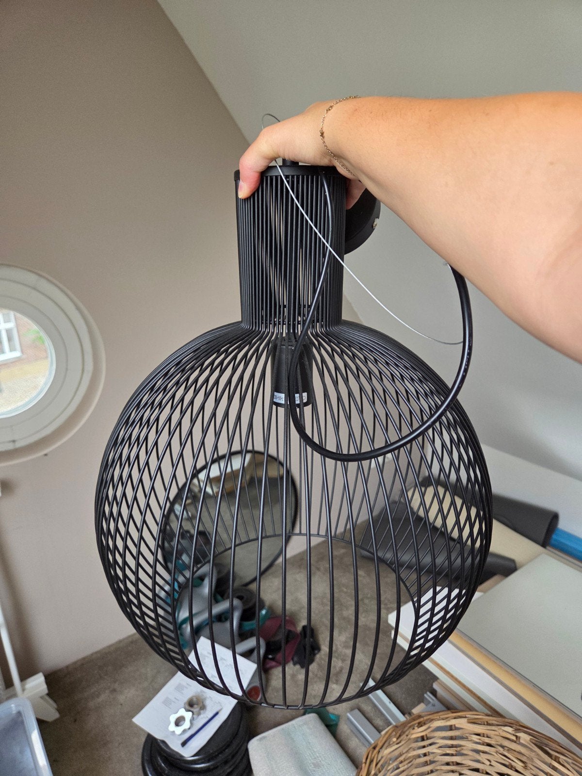 Zwarte draadlamp - Modern en stijlvol, Ophalen, Modern, Industrieel, E27 (groot), Zo goed als nieuw