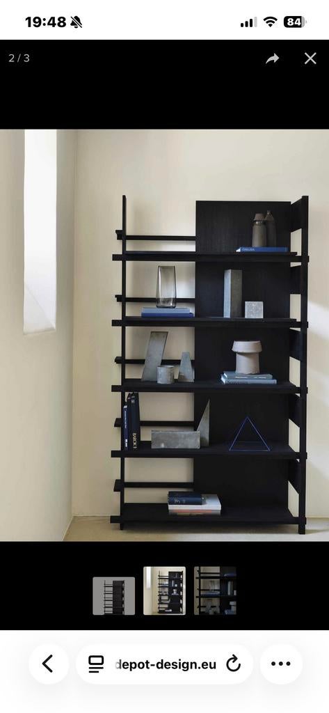 Ethnicraft Teak Abstract Boekenkast Zwart 123x35x210, Ophalen, Met plank(en), 100 tot 150 cm, 200 cm of meer