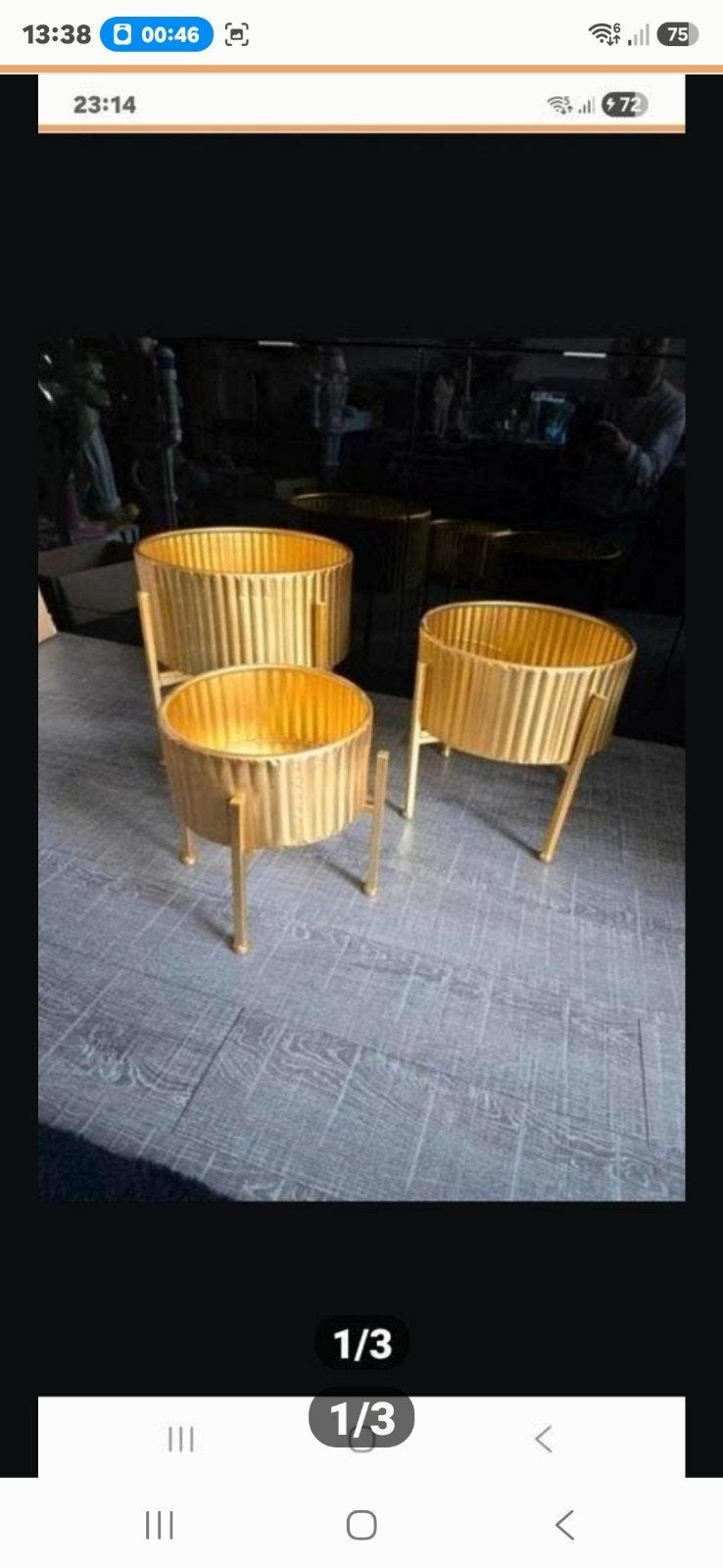 Nieuwe Clayre en Eef plantenbakken set goud, Tuin en Terras, Bloembakken en Plantenbakken, Rond, Nieuw, Ophalen of Verzenden, Metaal