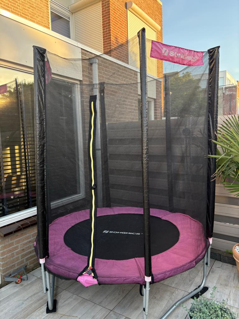 Songmics Trampoline 180cm met Veiligheidsnet - Roze, Ophalen, Zo goed als nieuw