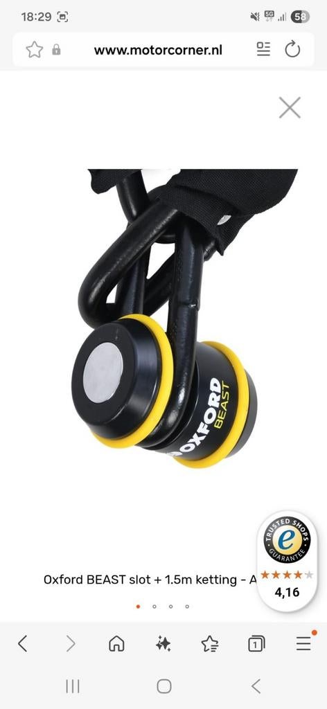Oxford BEAST slot + 1.5m ketting - ART 5 motorslot, Motoren, Accessoires | Sloten, Ophalen, Nieuw