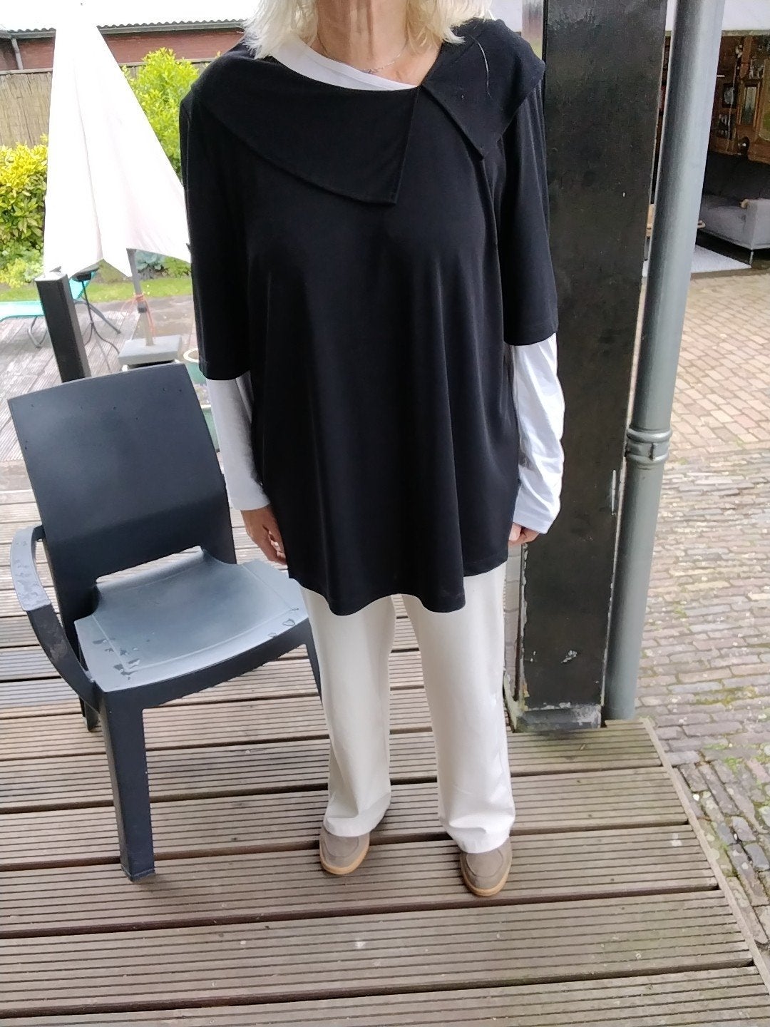 Zwart tuniek met leuke kraag maat XL, Ophalen of Verzenden, Gedragen, Maat 46/48 (XL) of groter, Zwart