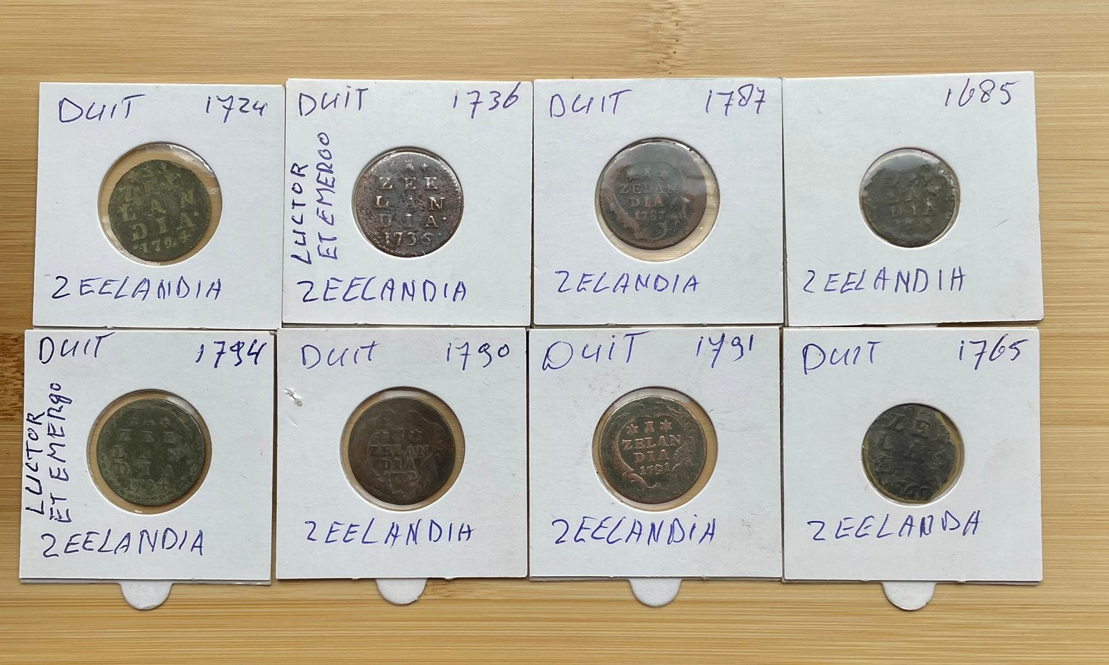 Bodemvondst, setje verschillende duiten Zeelandia., Ophalen of Verzenden, Overige landen, Setje