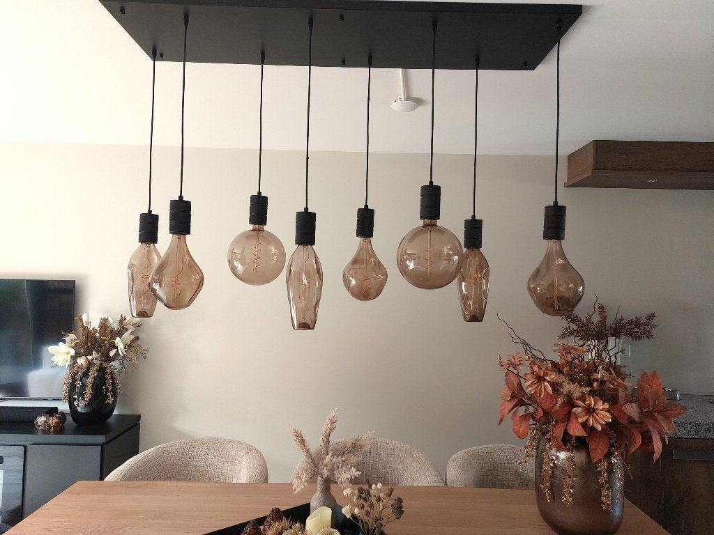 Hanglamp Calex XXL 8 filament lampen, Ophalen, Zo goed als nieuw, Glas, E27 (groot)