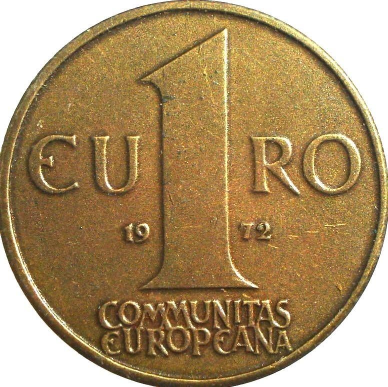 Nederland 1 euro 1972 (zeldzaam), Ophalen of Verzenden, Brons, Nederland