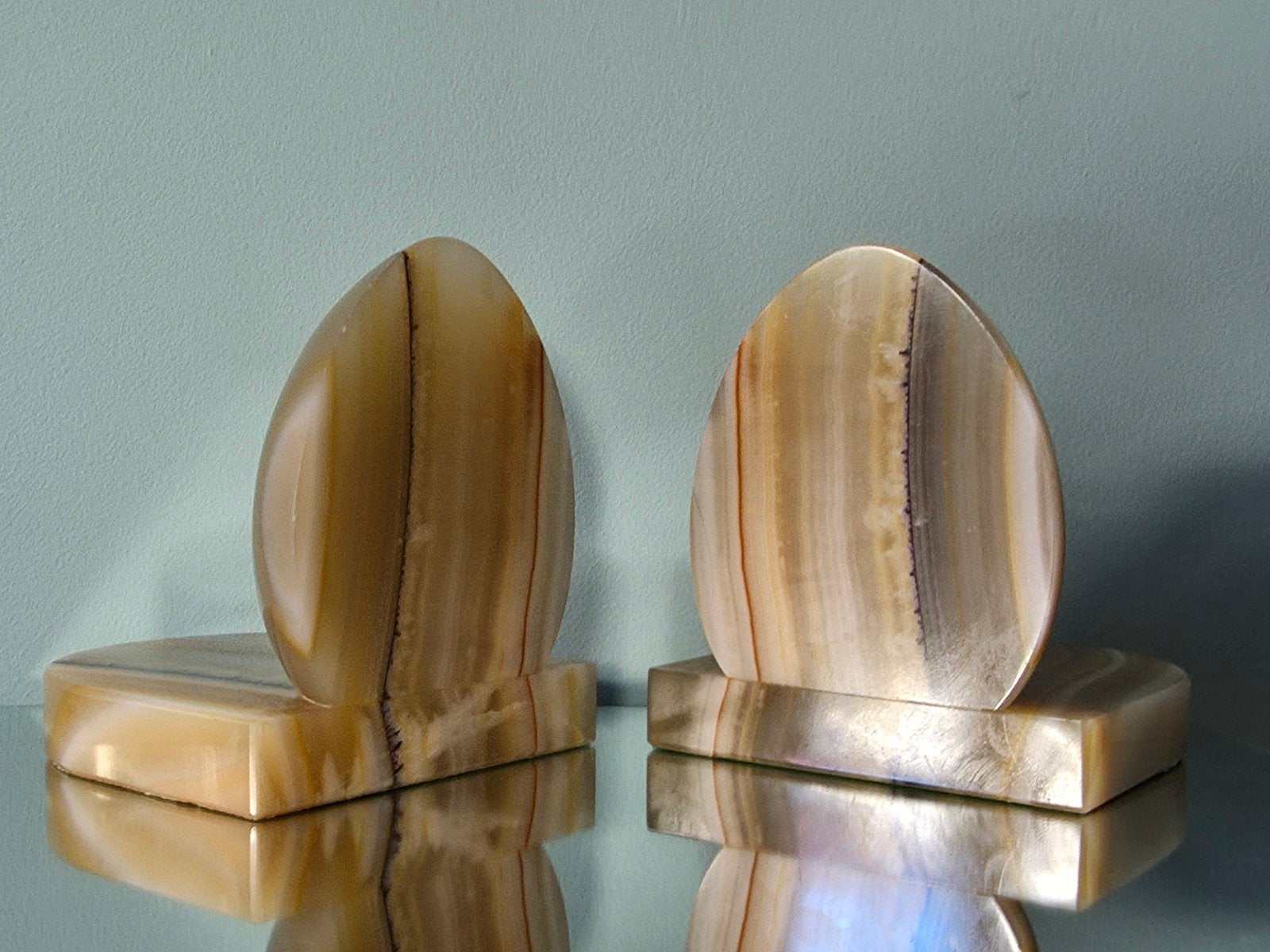 Vintage Art Deco stijl boekensteunen/ marmer-onyx/ aragoniet, Ophalen of Verzenden