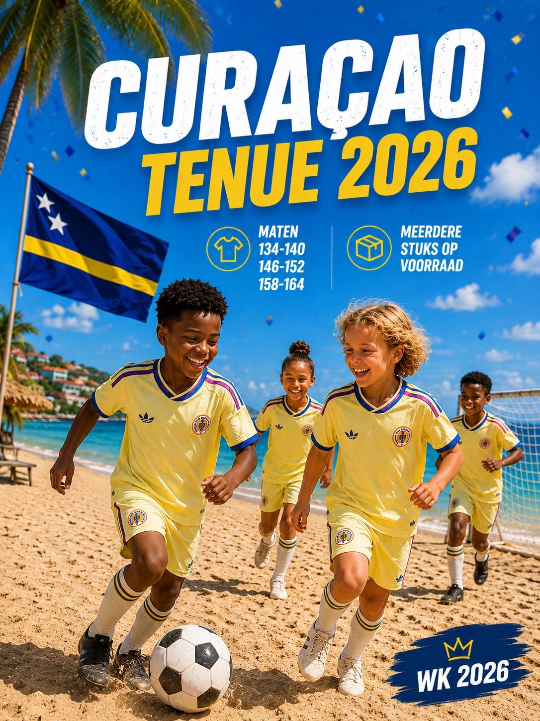 Curacao kindertenue wk 2026 - morgen in huis, Maat XS of kleiner, Verzenden, Nieuw, Shirt