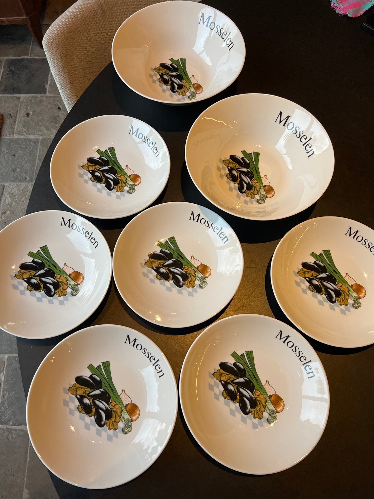 Musselenschalen en -borden set (8 stuks), Overige merken, Keramiek, Ophalen of Verzenden, Zo goed als nieuw