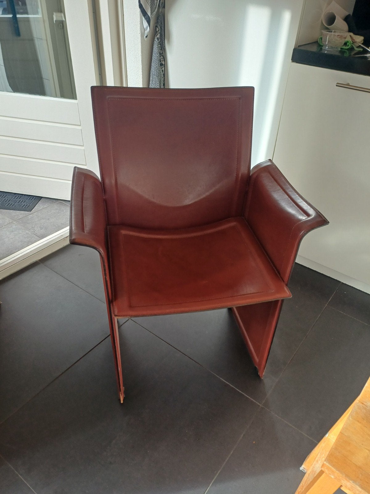 korium stoelen vintage 4 stuks matteo grassi, Ophalen, Gebruikt, Bruin, Leer
