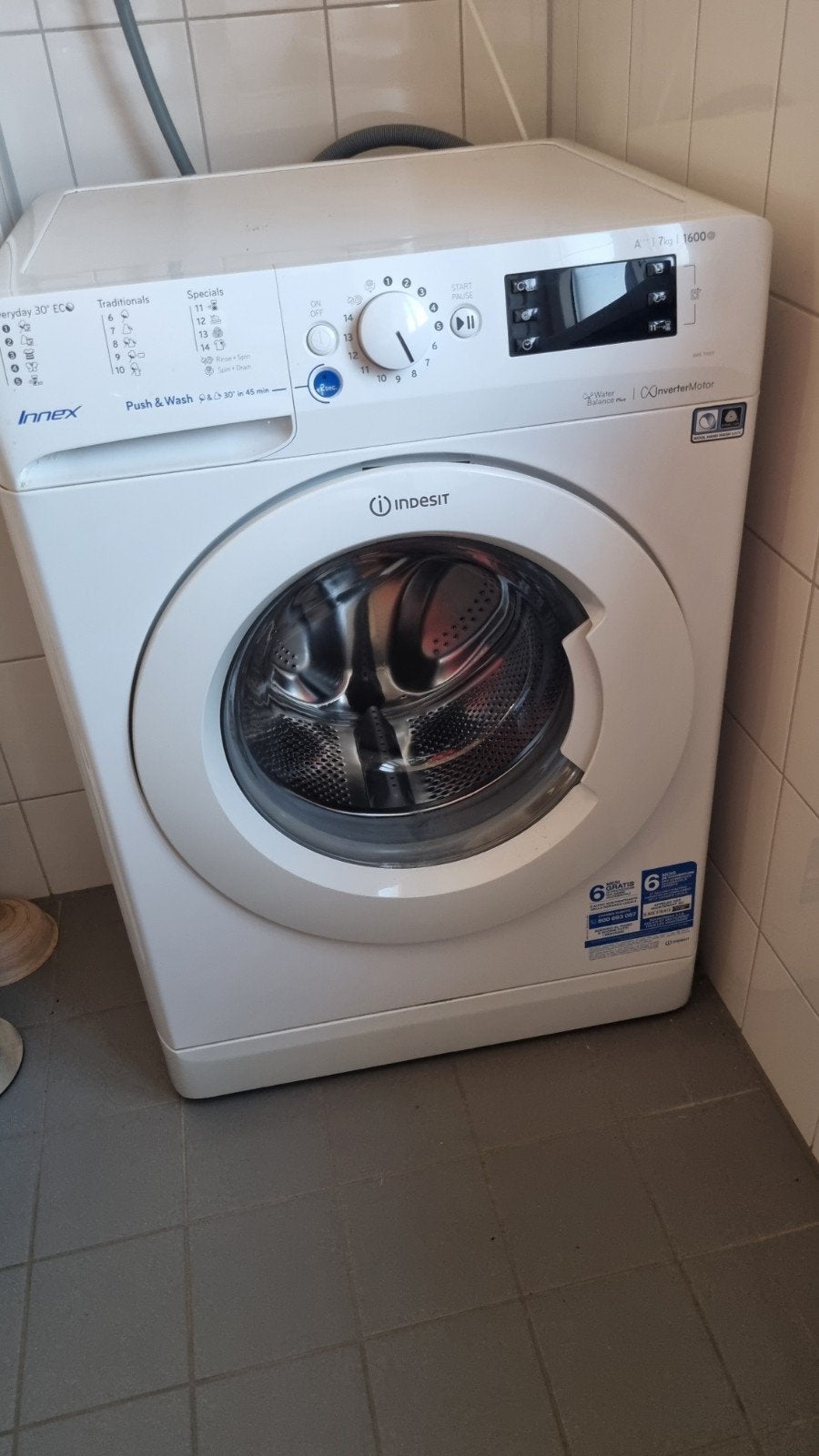 Indesit Innex Wasmachine 7kg 1600 toeren A+++ InverterMotor, Ophalen