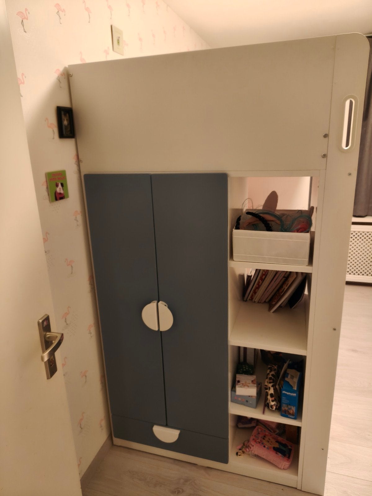 IKEA Småstad hoogslaper met bureau en kledingkast, Ophalen, Zo goed als nieuw, Hoogslaper