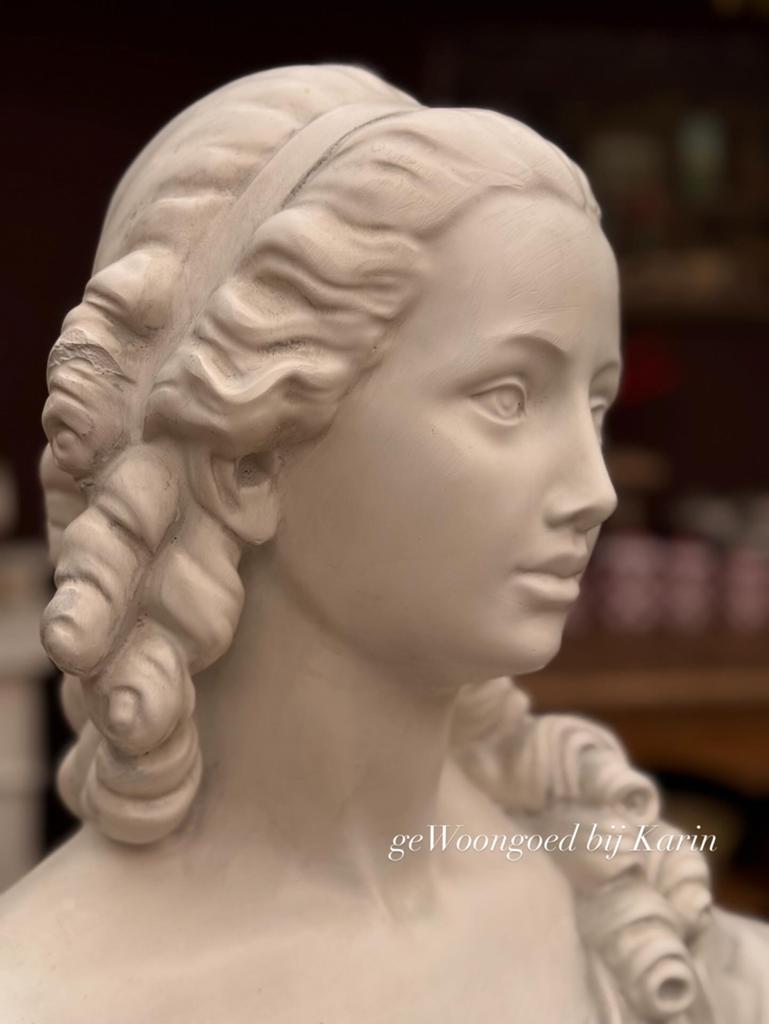 Groot Beeld, dame, puntgaaf, wit, sereen, decoratief, buste, Antiek en Kunst, Curiosa en Brocante, Ophalen
